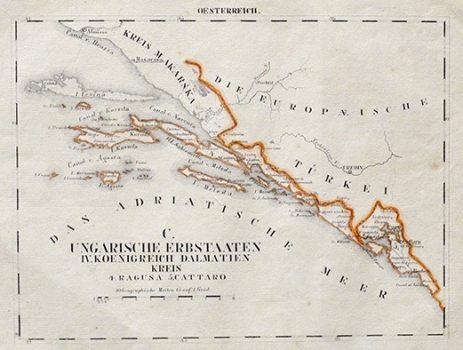 SCHLIEBEN, WILHELM ERNST AUGUST VON: KARTE DER UMGEBUNG VON DUBROVNIK